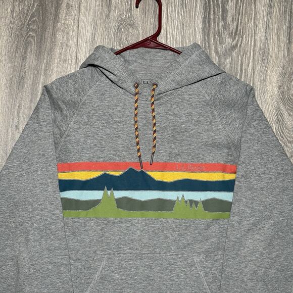 LL Bean Hoodie Mens Small Gray Pullover Hooded Sweatshirt Comfort Camp - Picture 2 of 7